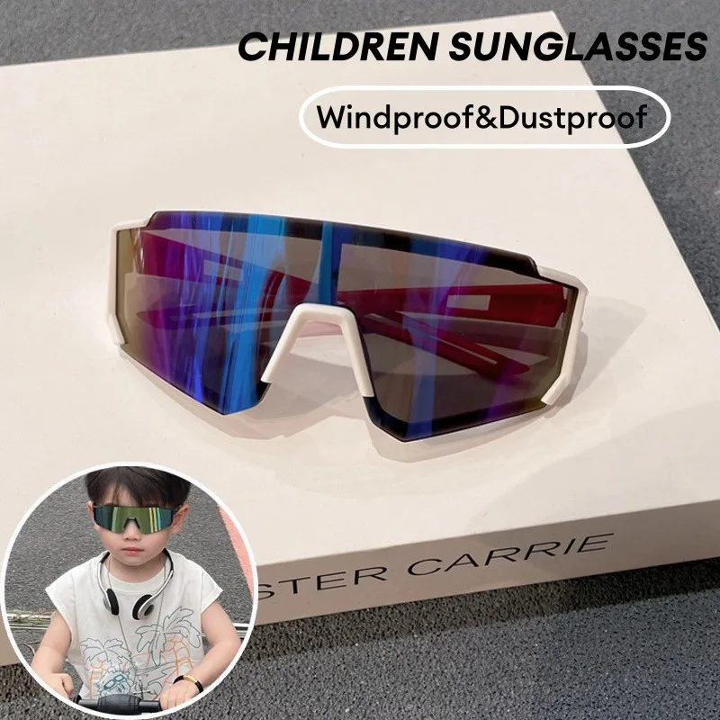 Winddichte Kinder-Sonnenbrille, übergroßer quadratischer Rahmen, für Jungen und Mädchen, Radfahren, Outdoor-Sport, Augenschutzbrille