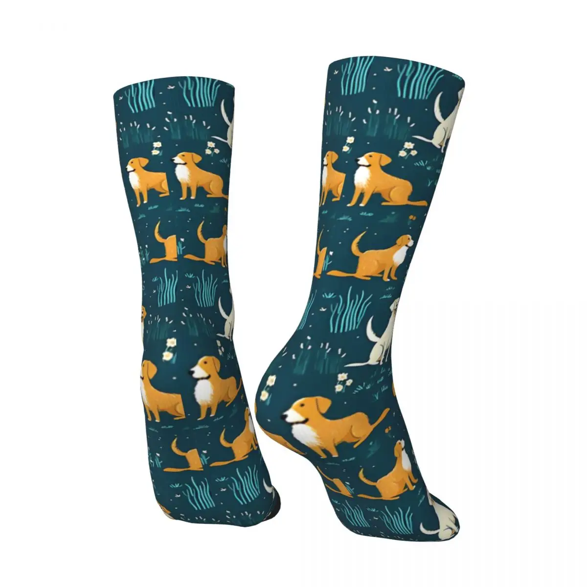 Divine Dog Breeds Golden Retriever Men's Socks Retro Harajuku Street Style Novelty Seamless Crew Sock