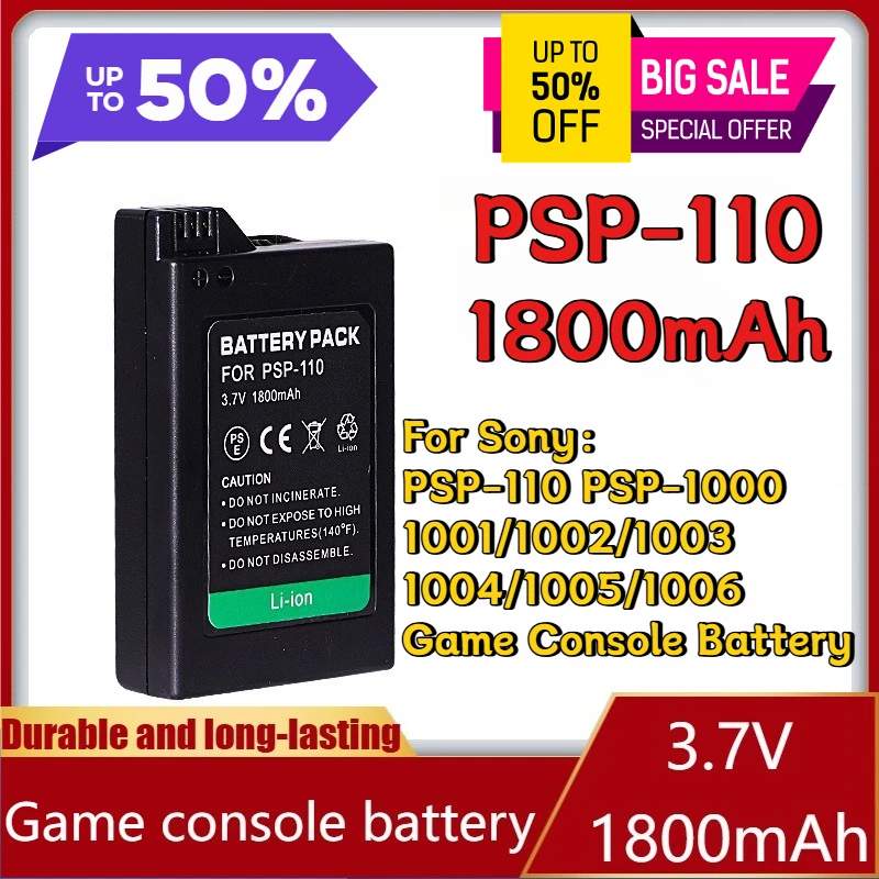 

3.7V 1800mAh Digital Batteries for Sony PSP-110 PSP-1000/1001/1002/1003/1004/1005/1006 Game Console Battery