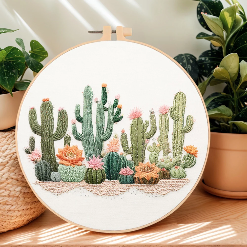 Embroidery Meaning - Momoart Embroidery Kit With Hoop Cactus