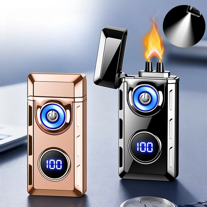 2026 High Power Arc Pulse Windproof USB Charging Lighter Digital Battery Display Outdoor Lighting Type-C Electric Lighters Gifts