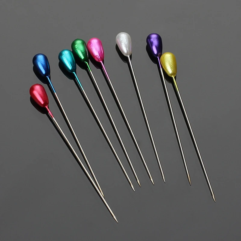 100Pcs Colorful Pearl Head Positioning Needles Straight Push Stitch Sewing Pins DIY Dressmaking Garment Crafts Sewing Tools