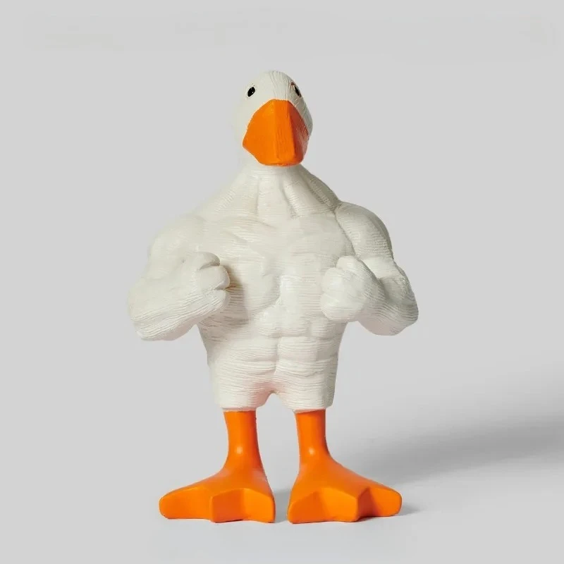1 PC Ripped Duck Bodybuilder Sculpture Comical Desk Display Muscle Themed Animal Figurines Home Resin Duck Decoration Craft