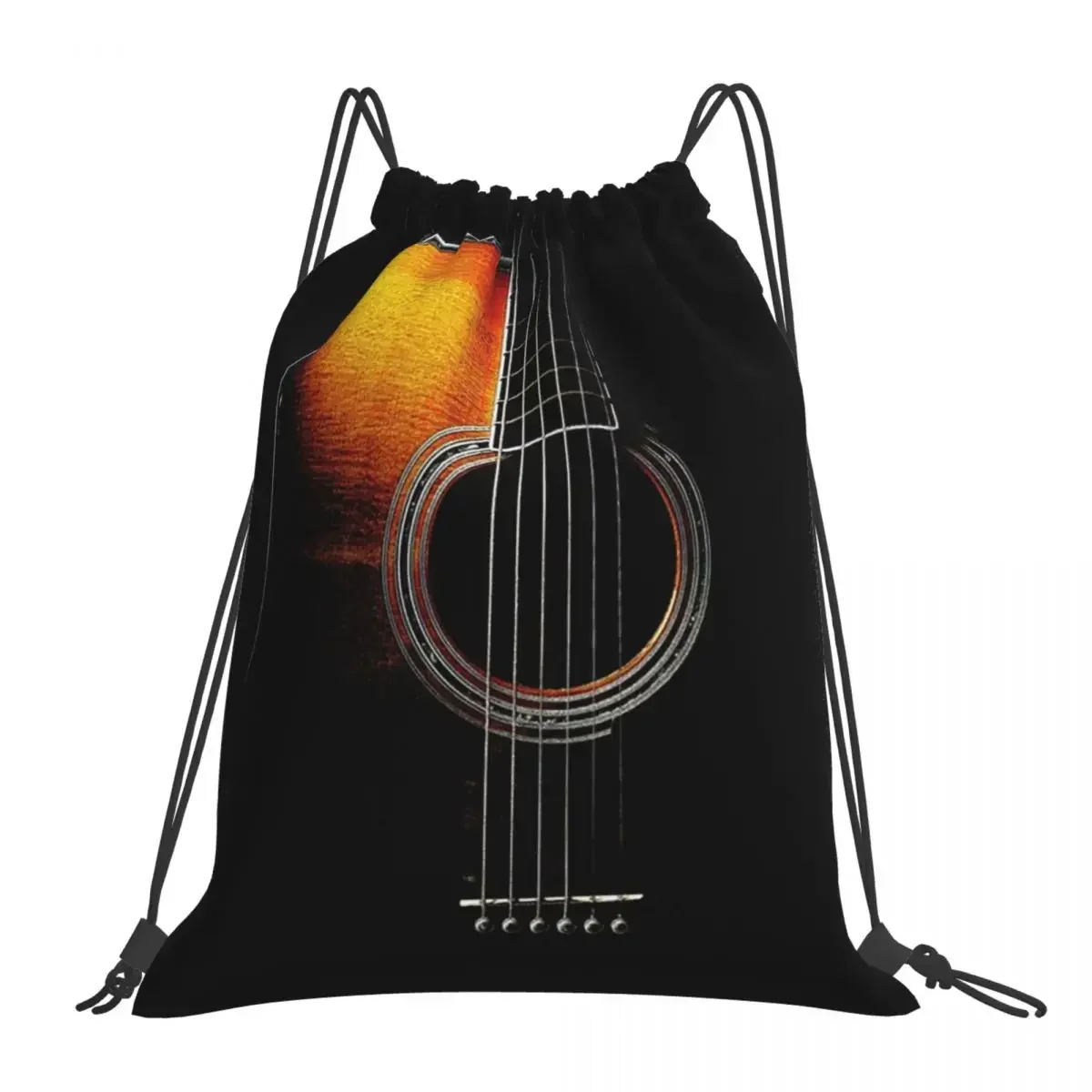 Colour Acoustic Guitar Hi-Lite Backpacks Drawstring Bags Drawstring Bundle Pocket Sundries Bag BookBag For Man Woman Students