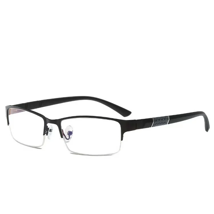 Modische Trendige Business Halbrand-Lesebrille für Herren, Anti-Blaulicht Quadratische Brille für Senioren