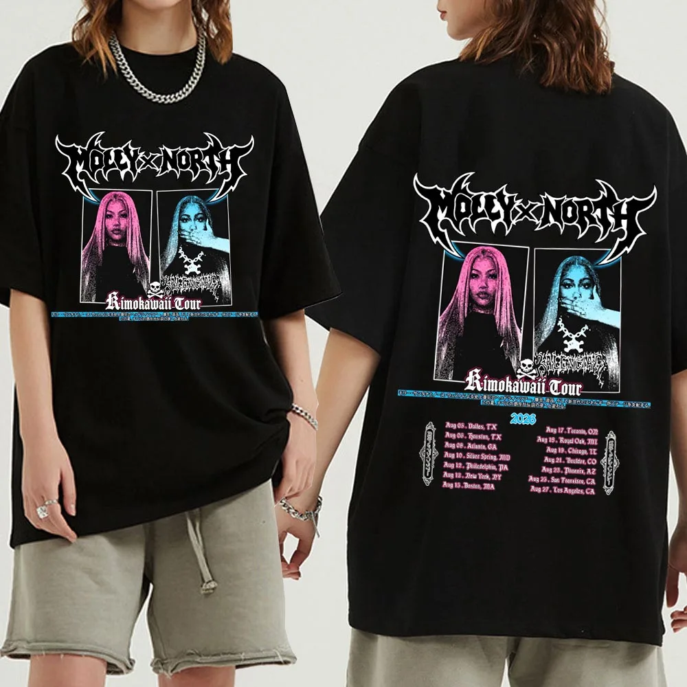 Футболка North West Molly Santana Kimokawaii Tour для мужчин и женщин, повседневная рубашка с короткими рукавами и круглым вырезом в стиле Харадзюку
