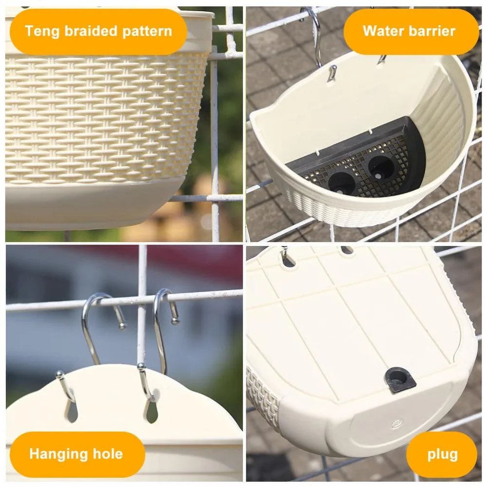 Wall-Mounted Imitation Rattan Plant Pot Semi-Circular Plastic Resin Planting Pot Basket Hanging Design Garden Flower Pot