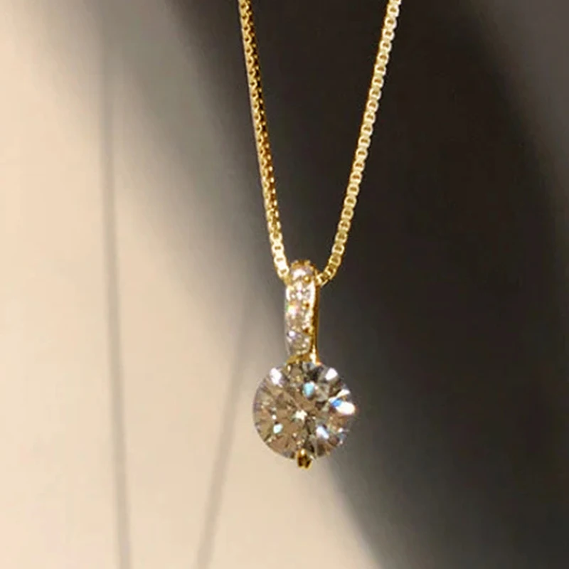 Naszyjnik Huitan Eternity z okrągłą cyrkonią Proste i eleganckie akcesoria damskie na ślub Klasyczna biżuteria