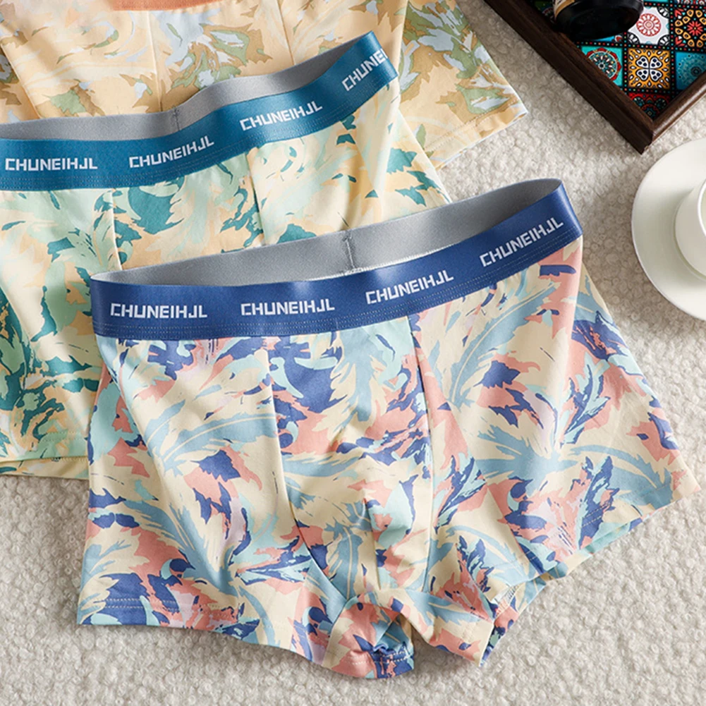 

Colorful Printed Men Boxer Briefs Breathable Cotton Spandex Underwear Trunks Soft Underpants for Comfortable Fit