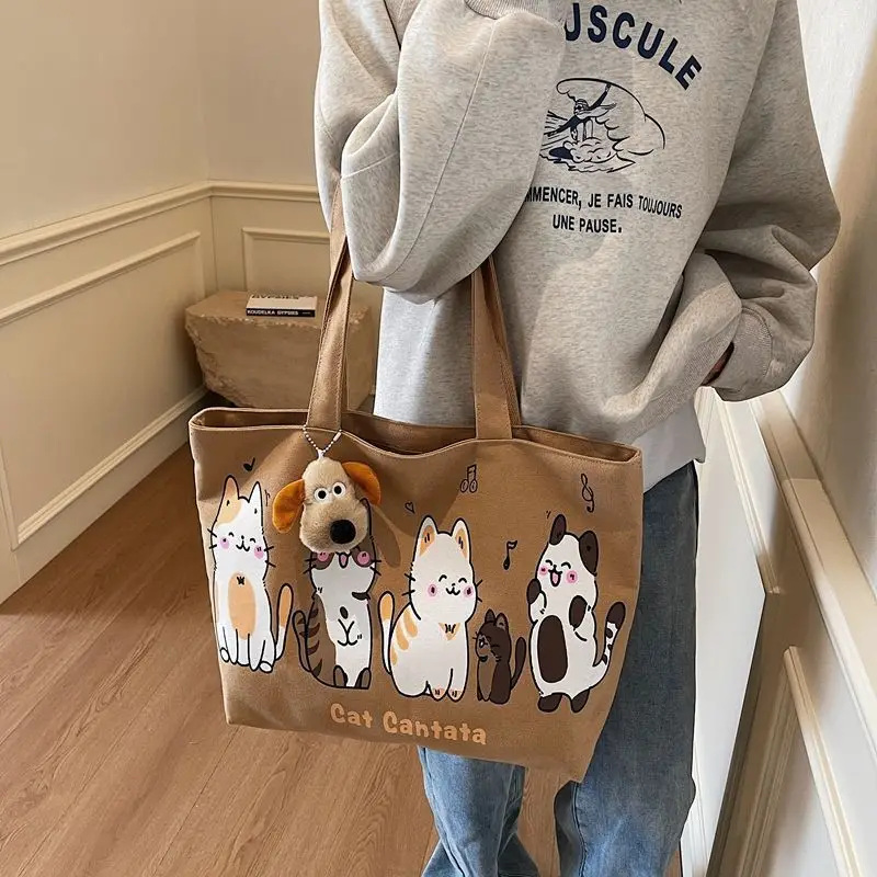 2025 Spring New Collection Casual Oversized Canvas Backpack for Women, Unisex, Student, Boho, Simple and Minimalist shopping bag