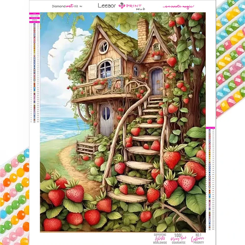 

Пейзаж алмазная живопись клубника коттедж полная алмазная мозаика Diy вышивка крестиком наборы домашний декор мультфильм художественный подарок