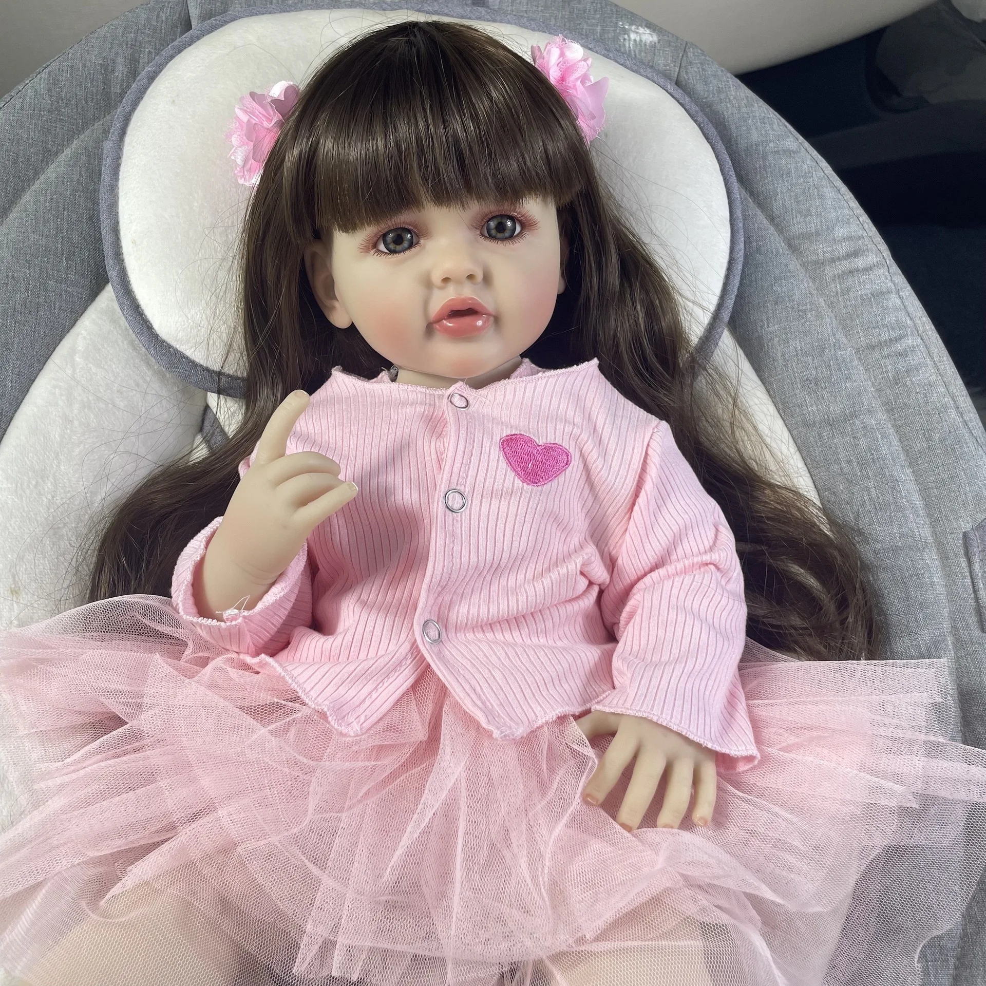 

22-inch 55CM full rubber simulation rebirth doll washable baby girl,children's birthday gift