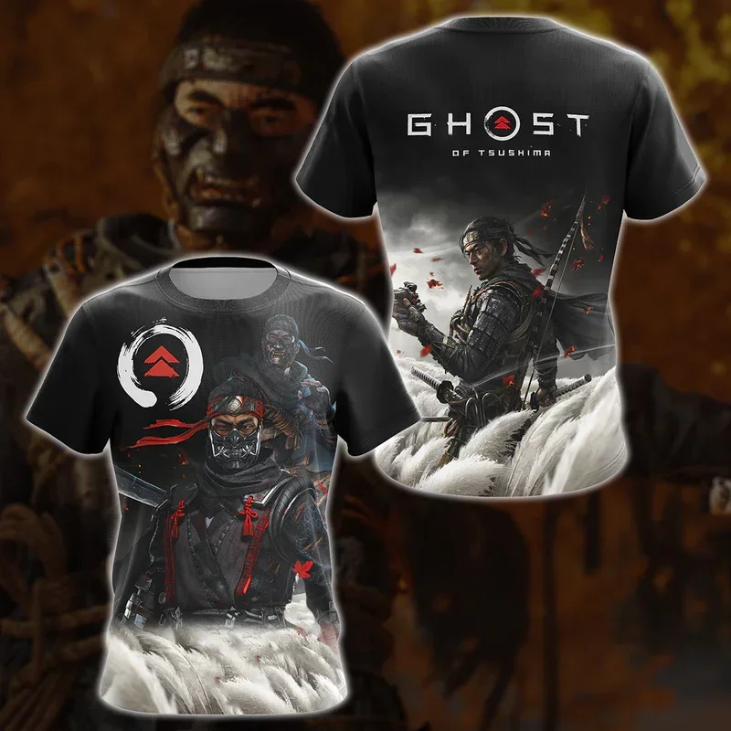 Gioco Ghost Of Tsushima T-Shirt Samurai Giapponese Stampa 3D Streetwear Uomo Donna Moda Maglietta Oversize Bambini Tees Top