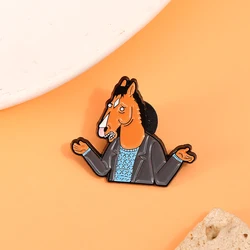Funny Mr.Horse Enamel Pins Personality Animal Brooches Wholesale