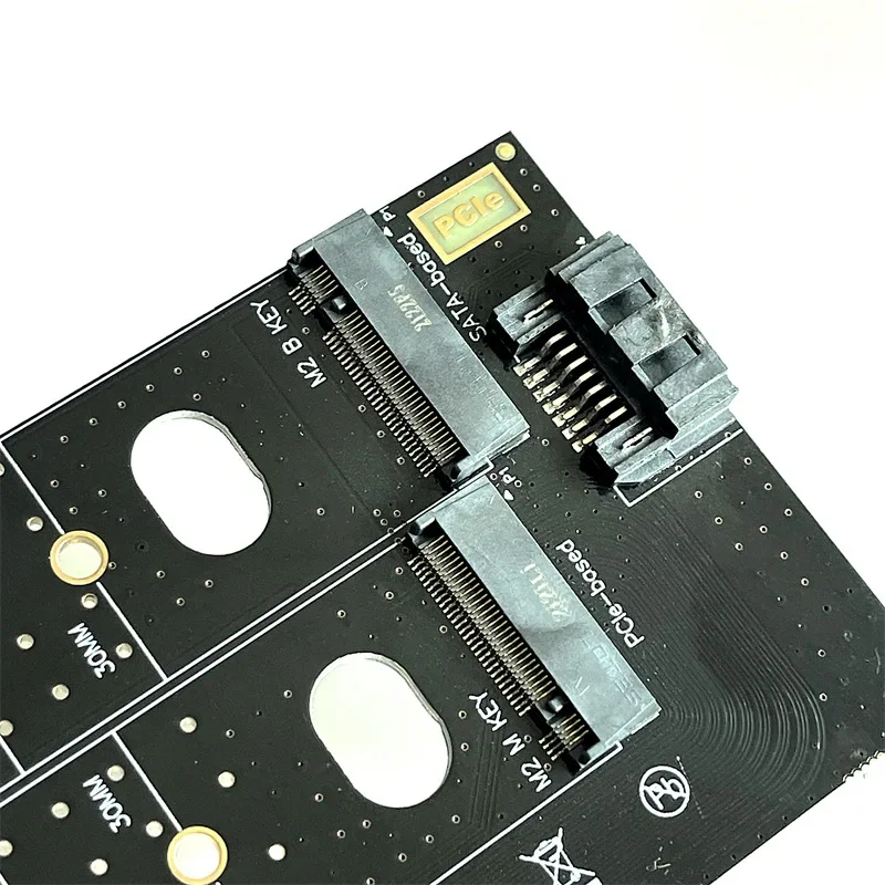 M.2 NVMe SATA SSD To PCI-E 3.0 X4 Adapter Card M Key B Key Dual Slot 2230 2242 2260 2280 22110 for Desktop PC Mainboard