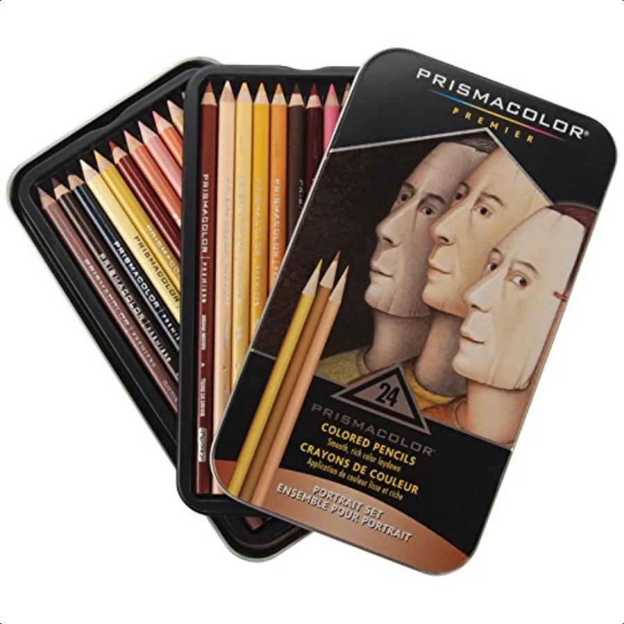 

2508R Premier Colored Pencil Portrait Tin Set of 24 Assorted Colors with Case