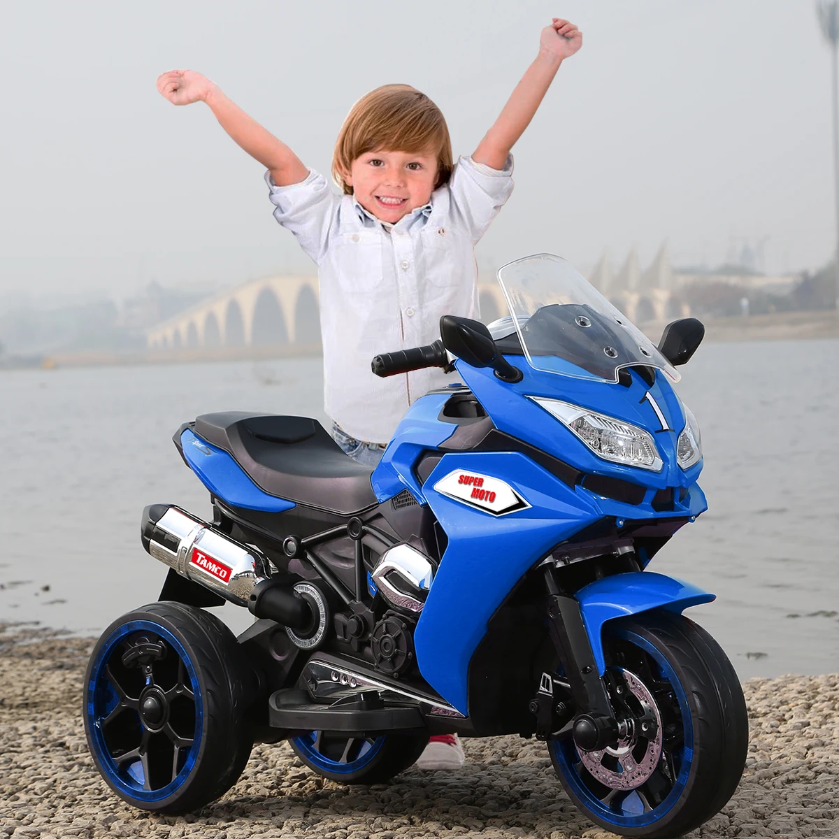 Motocicleta eléctrica para niños de 12V, motocicleta, tres ruedas de iluminación, juguetes eléctricos para niños, motocicleta para niños y niñas, batería para niños