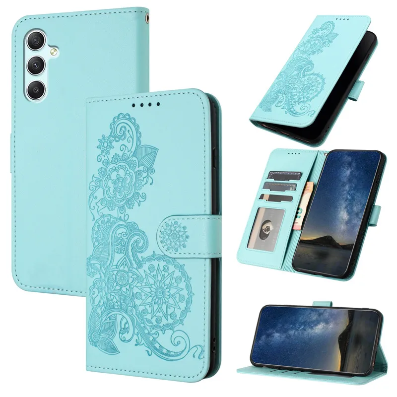 Flower Wallet Phone Case For Samsung Galaxy A34 5G SM-A346E A346B 6.6