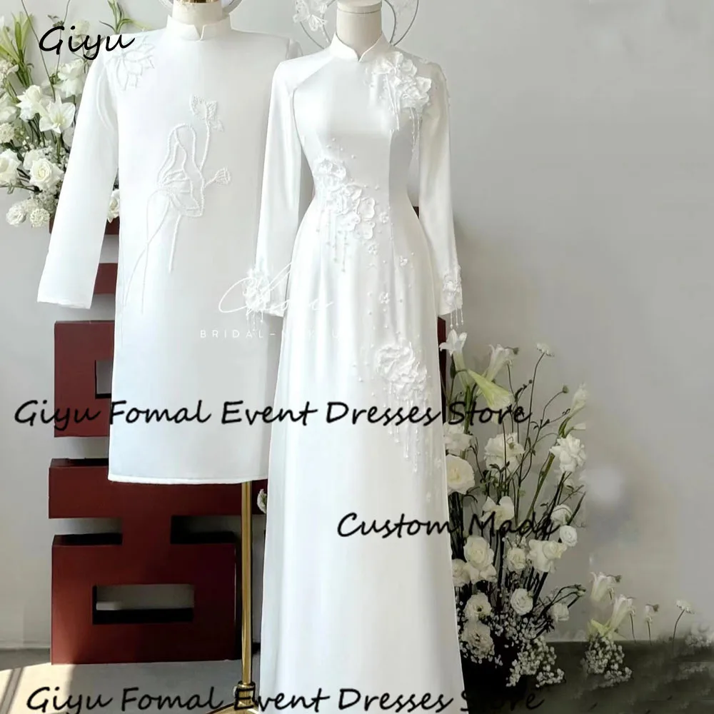 

Giyu Elegant Lace Followers Korea Wedding Dress Photoshoot High Collar Floor-Length Vestidos Novias Boda 웨딩드레스 Bridal Gown