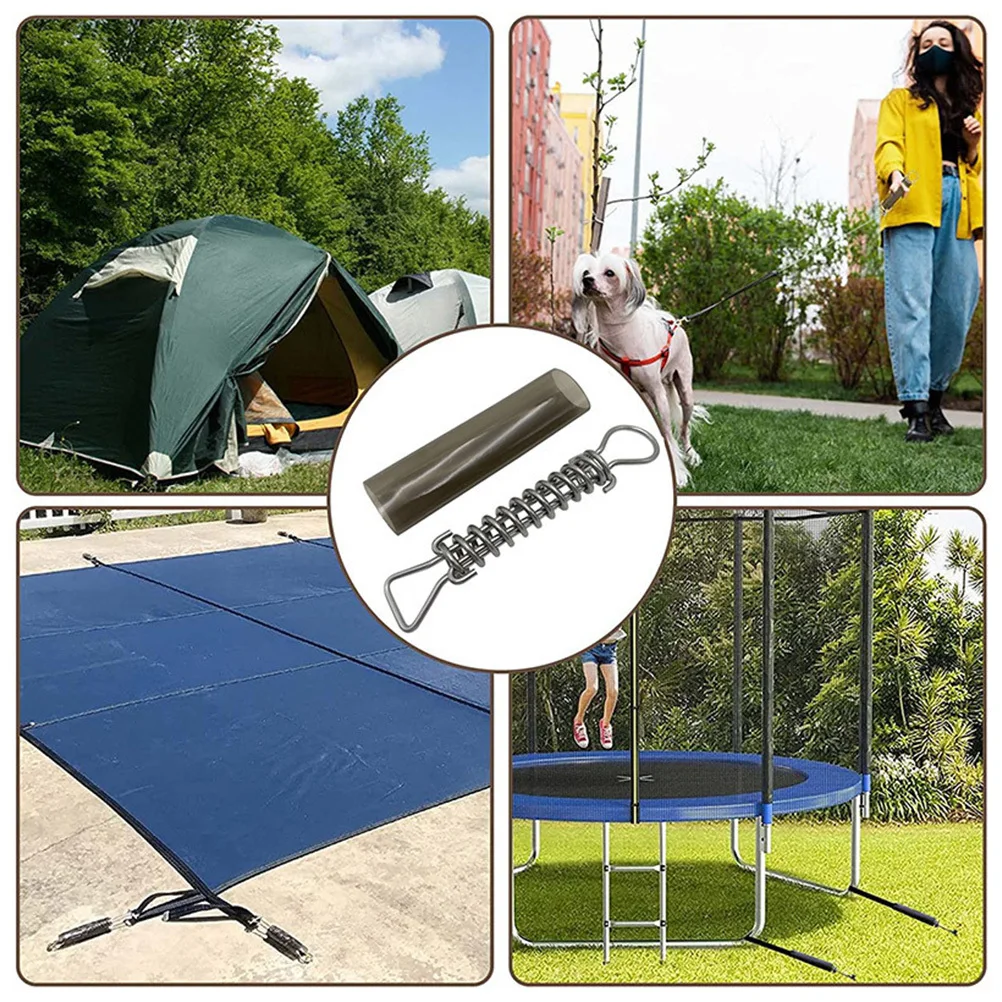 

3Sets Stainless Steel Springs Pool Cover Sleeves Spring Protectors Outdoor Pool Safety Cover Heavy Duty Spring Replacement