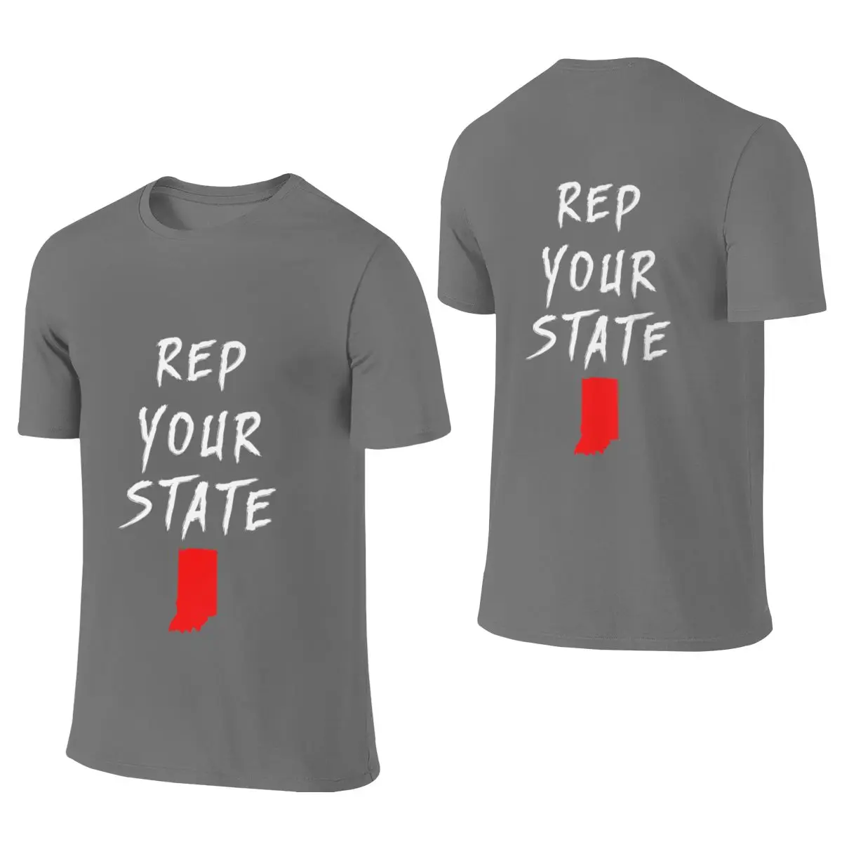 REP YOUR STATE INDIANA Wrinkle-Resistant Reversible T-shirt Light Minimalism High Cost-Performance Men's T-shirts