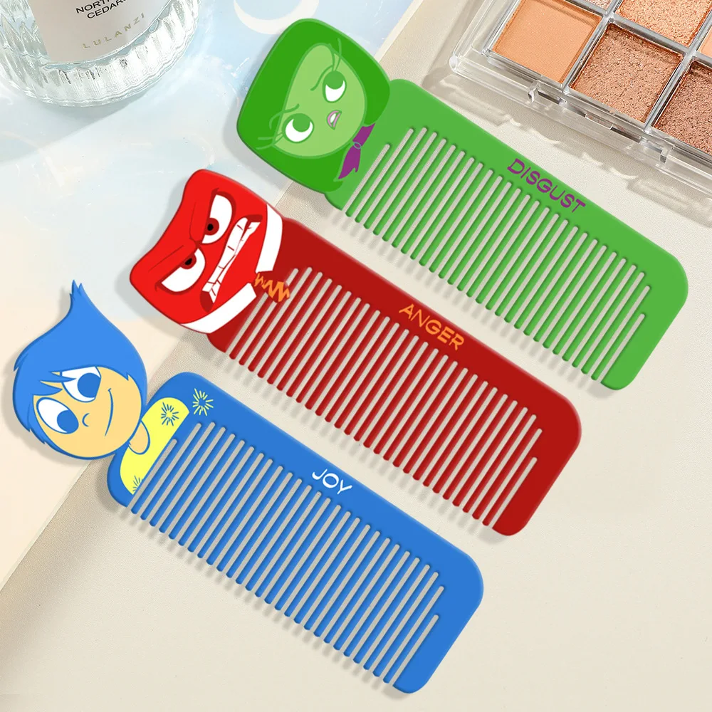 New Disney Inside Out 2 Comb Metal Alloy Anime Cartoon Colorful Hair Comb for Children Joy Sadness Anger Creative Birthday Gifts