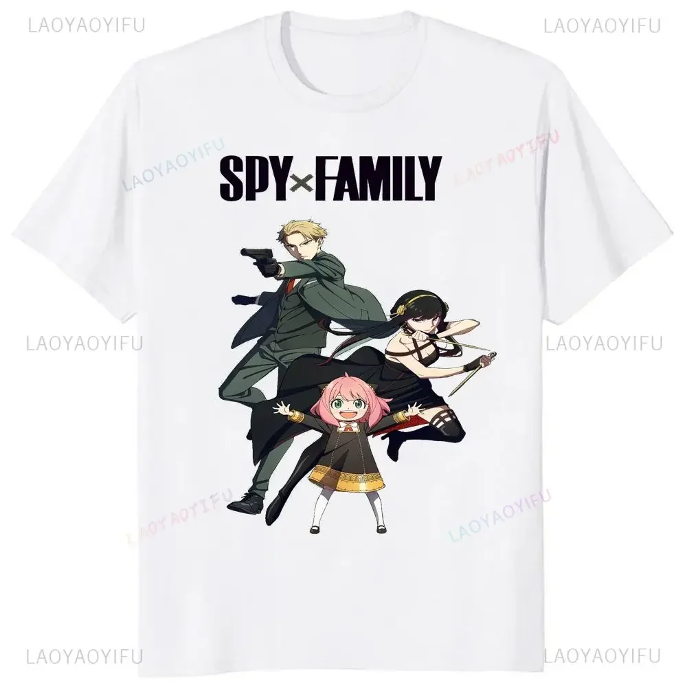 Japanese Anime Spy X Family Anya Forger Printed T-shirt Street Trend Men's and Women's Fashion Short Sleeve Plus Size T-shirt