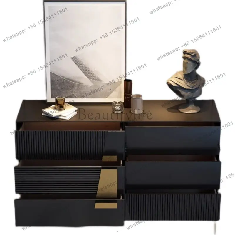 

Italian minimalism, bedroom villa entrance foyer, entrance cabinet, light luxury furniture, chest of drawers
