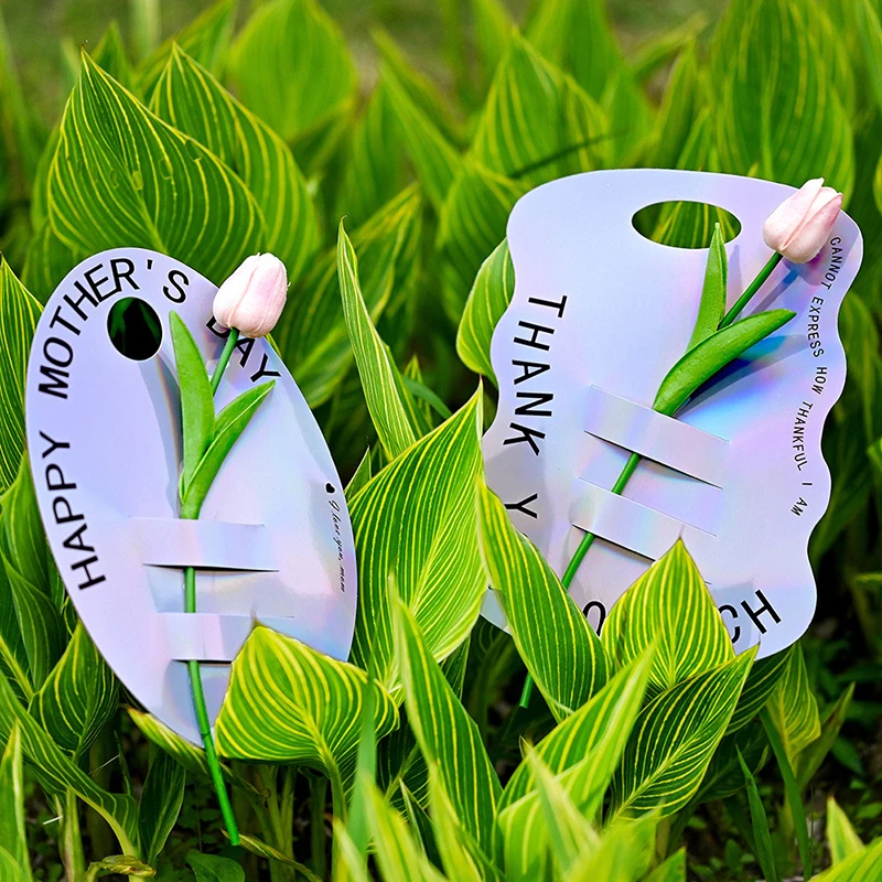 5Pcs Mother's Day Romantic Handheld Flower Box Paper Laser Card Flower Arrangement Card Paper Bouquet Wrapping Box