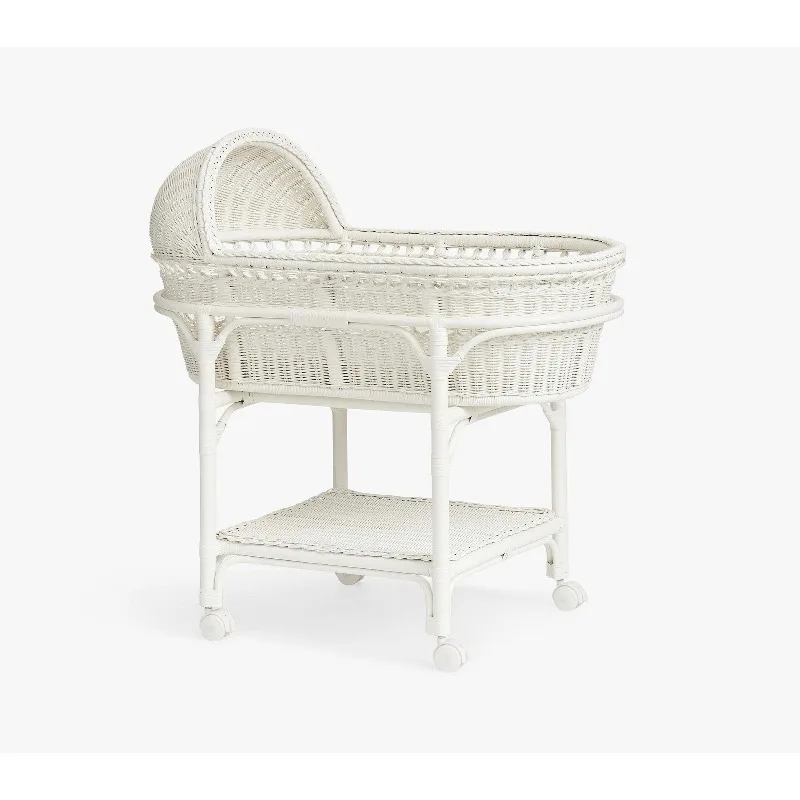 with Wheels and Shelves Modern Baby Care Furniture Premium Handmade Rattan Baby Cradle Sustainable Wicker Cradle