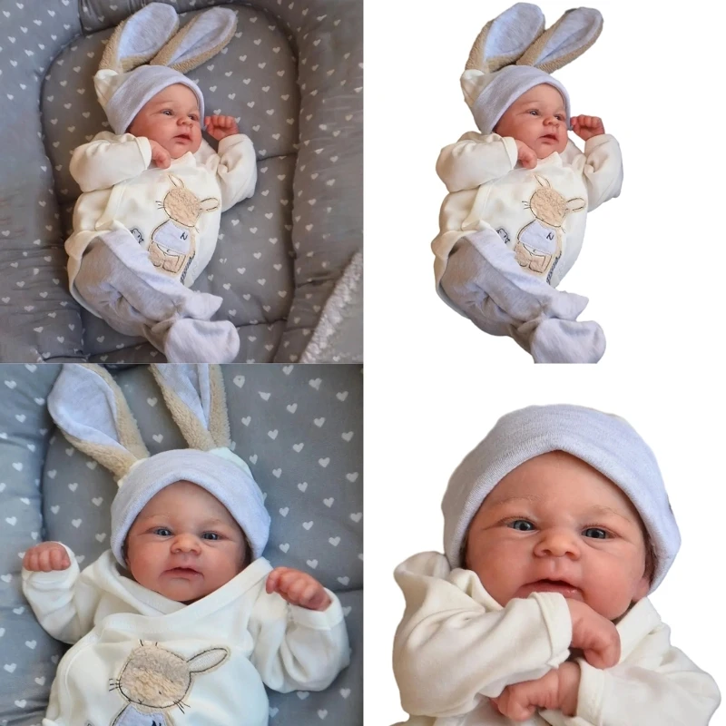 Boy Eyes Open Boy Lovely Rabbit Hat 19 Inch Toy Birthday Gift for Boys Dress-up Party W3JF