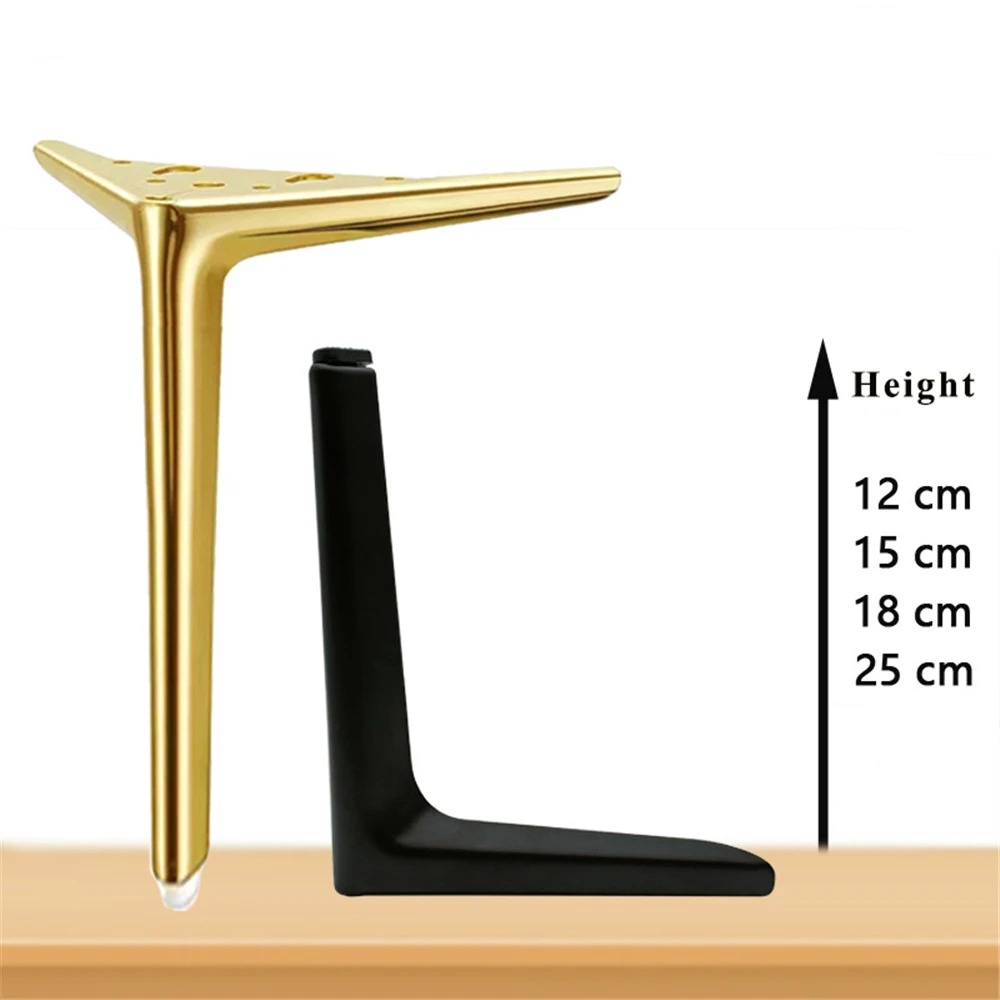 4PCS Metal Furniture Legs TV Cabinet Bed Coffee Table Leg Black Gold Silver Desk Stool Chair Foot Sofa  Hardware Replacement Leg