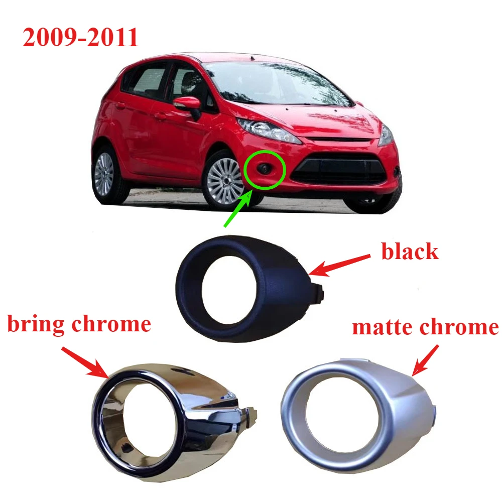 1 Piece Black Matte Chrome Lamp Cover for Fiesta 2009-2014 Front Light Frame for Fiesta Light Frame  Bring Chrome