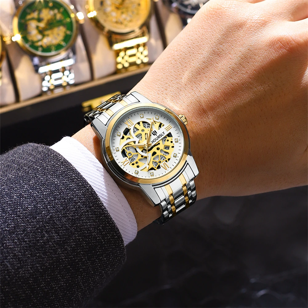 New business leisure men\'s quartz watch fashionable and trendy lifestyle waterproof night light diamond inlaid quartz watch