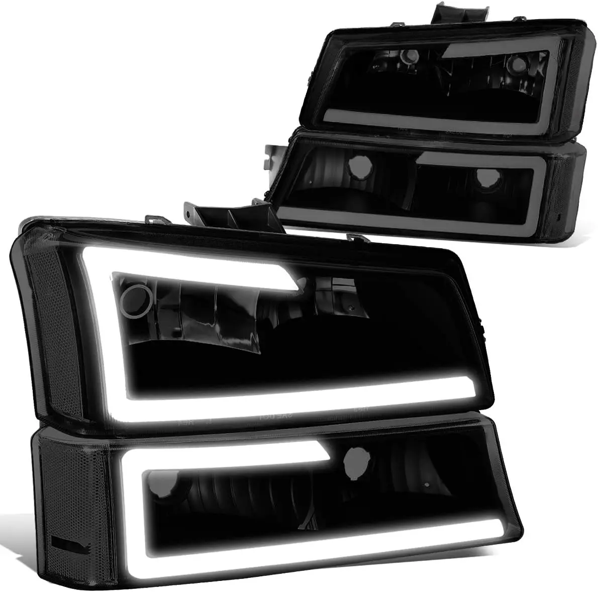 

4PCS LED DRL Headlight Lamps Compatible with Chevy Silverado Avalanche 1500 2500 3500 03 04 05 06 / Chevy Silverado Classic Mode