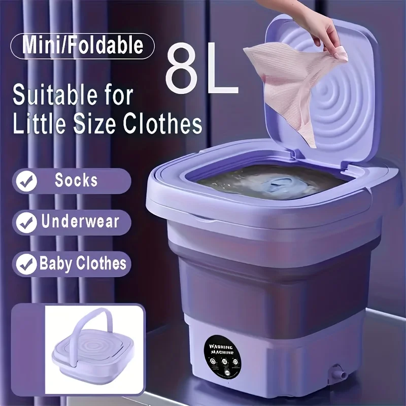 Foldable Mini Washing Machine, Fully Automatic Portable Small Washing Machine, Underwear Panties Chest Socks Washing Machine, Ba