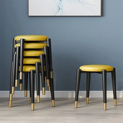 Nordic Leather Round Stool Home Light Luxury Low Stool Net Red Small Stool Fashion Simple Lazy Bench Creative Stackable