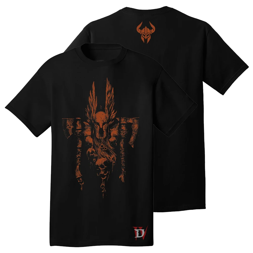 Diablo IV Barbarian Druid Necromancer Rogue Black T-Shirt Crewneck Short Sleeve Tee Harajuku Streetwear Women Men's Clothes