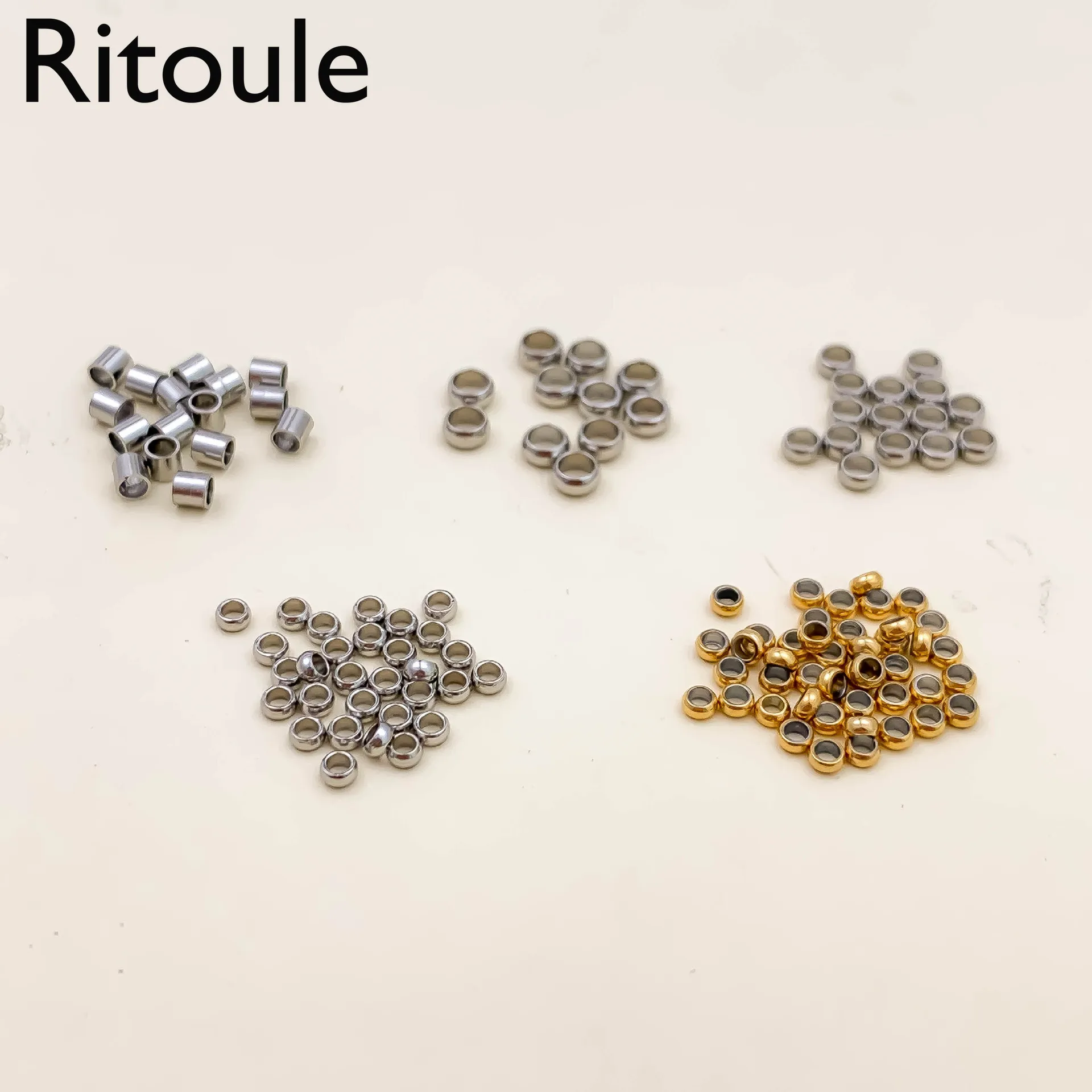 100pcsStainless steel titanium steel bead spacer round bead positioning  tube  finishing necklace bracelet DIY accessories
