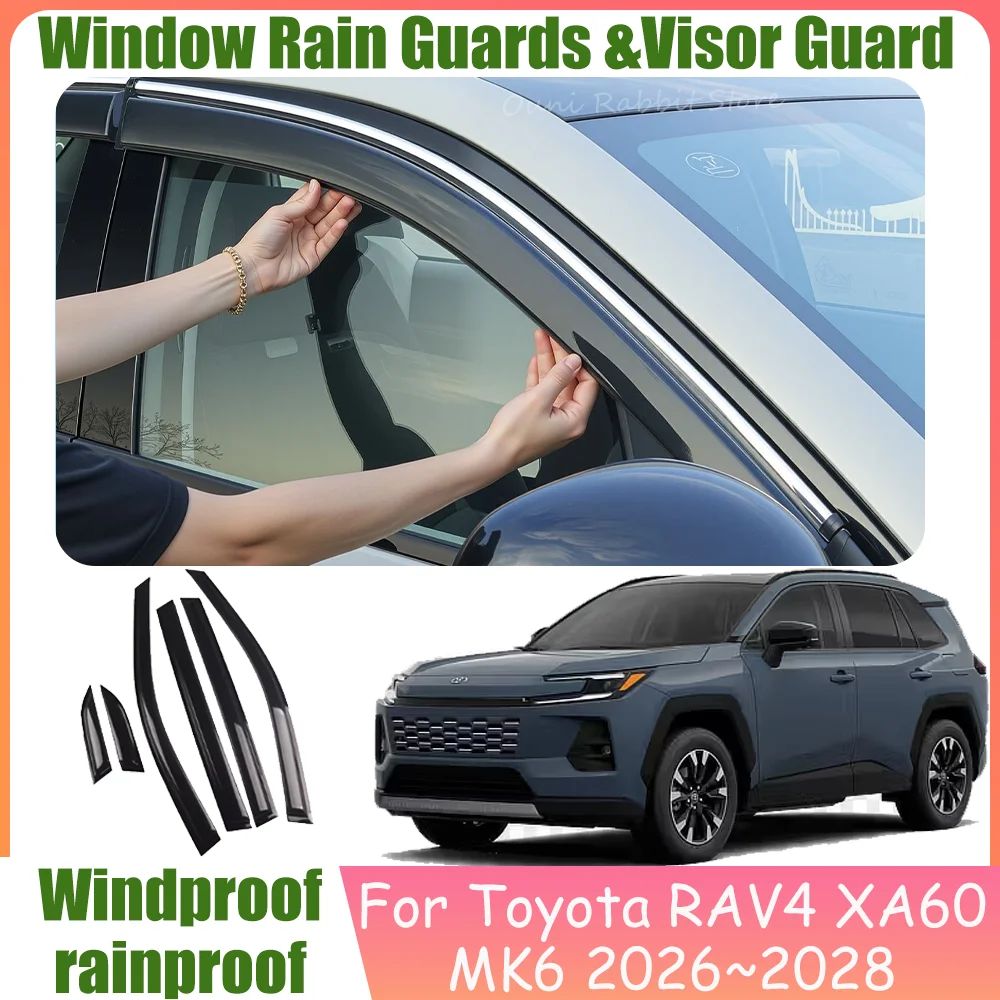 

For Toyota RAV4 XA60 MK6 2026~2028 2027 Car Window Sunshade Rain Guards Side Window Visor Guard Rain Cover Waterproof Accessorie