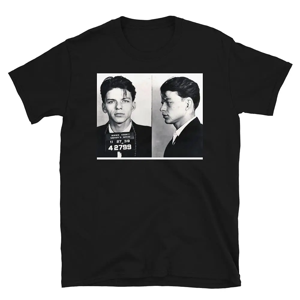 Frank Sinatra Mug Shot Vertical 3 Short-Sve Unisex T-Shirt Anime Graphic T-shirts for Men Clothing Women Tees High Quality 100%C