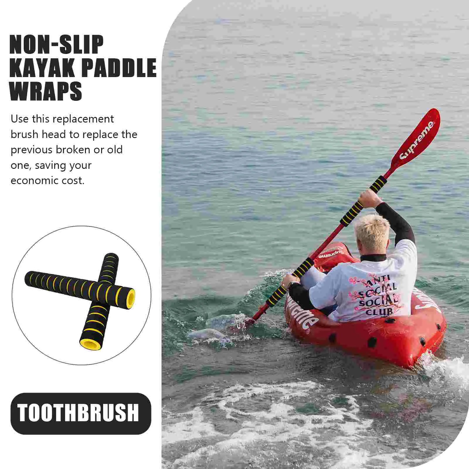 2 Pcs Oars Non-Slip Cover Sponge Oral Poles Wraps Grips Paddle Sleeves Canoe Handle Protectors Kayak Accessories Professional