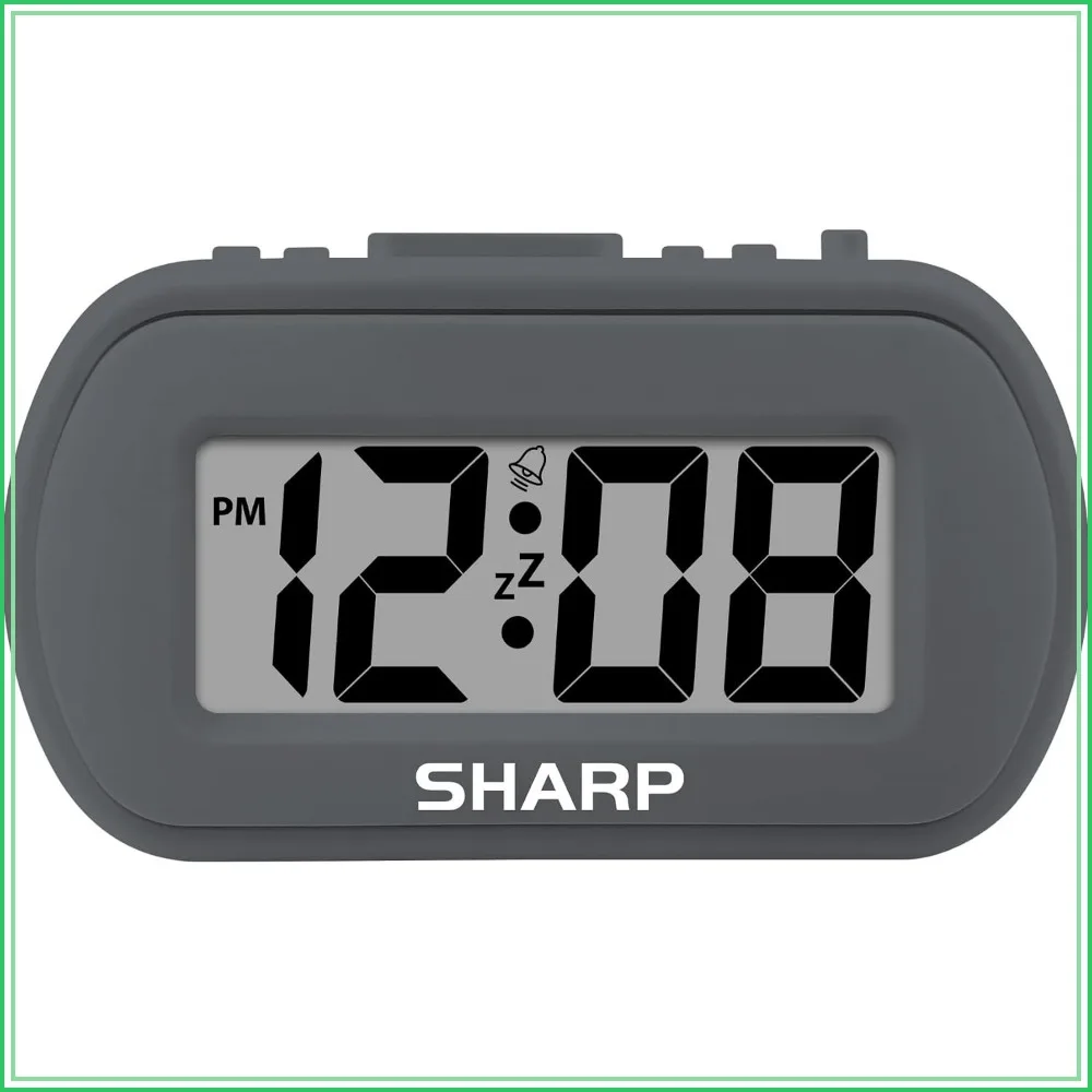 Digital Alarm Clock with Blue Backlight, Ascending Alarm, Easy Top Button Controls, Battery Operated, Charcoal Black