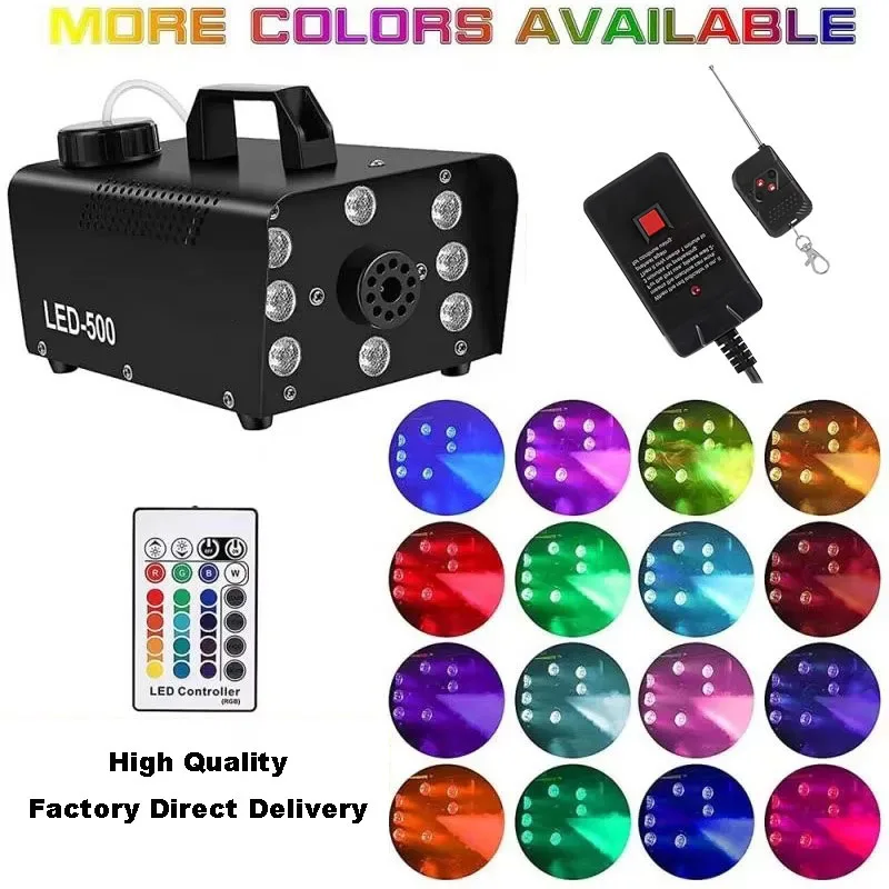 

700W LED Smoke Machine Fog Machine with RGB Effect 8Pcs Lights for Performance Remote Fog Sprayer Wedding Concert DJ Disco