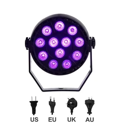EU/US/UK/AU Plug 12 Leds Par Light UV Purple Color AC100-245V DMX Indoor Stage Lamp for Party,KTV,Wedding