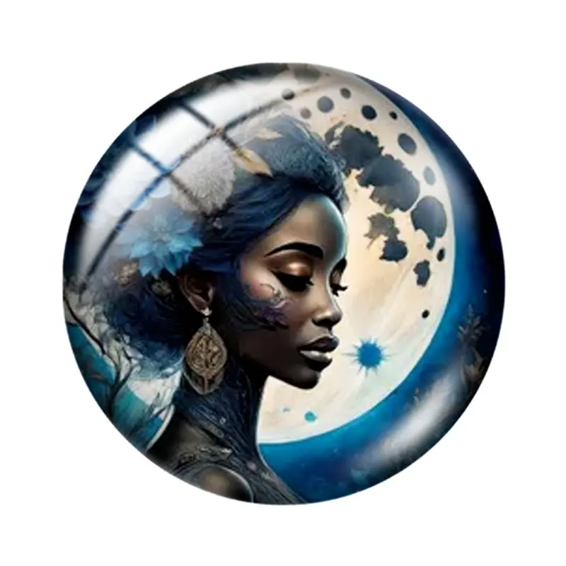 Mysterious Blue Art Woman 12/18/20/25mm glass cabochon  bracelet pendant rings for jewelry demo earrings back Making findings - view 5
