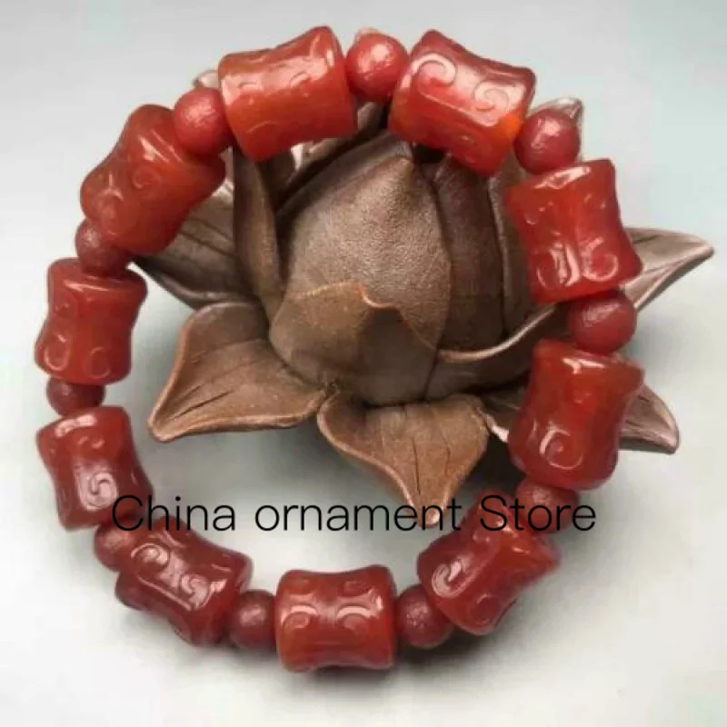 Chinese Natural Dzi Agate Hand Carved Excellent Bracelet Collection Crafts