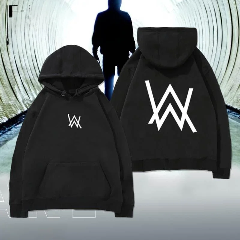 

Alan Walker DJ Music Producer AW Logo Hoodie Long Sve Pure Cotton Sweatirt Casual Loose Fit Youthful Sle Four Seasons