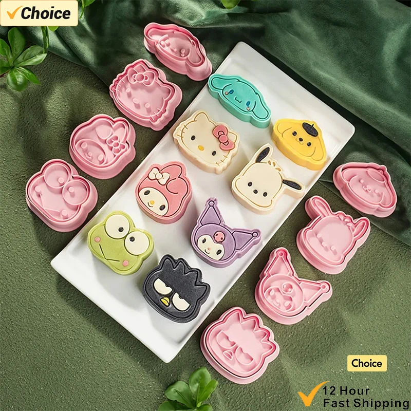 8pcs/set Kuromi Hello Kitty Melody Cinnamoroll 3D Cartoon Biscuit Mold Cookie Mold Press DIY Baking Accessories Cookie Cutter