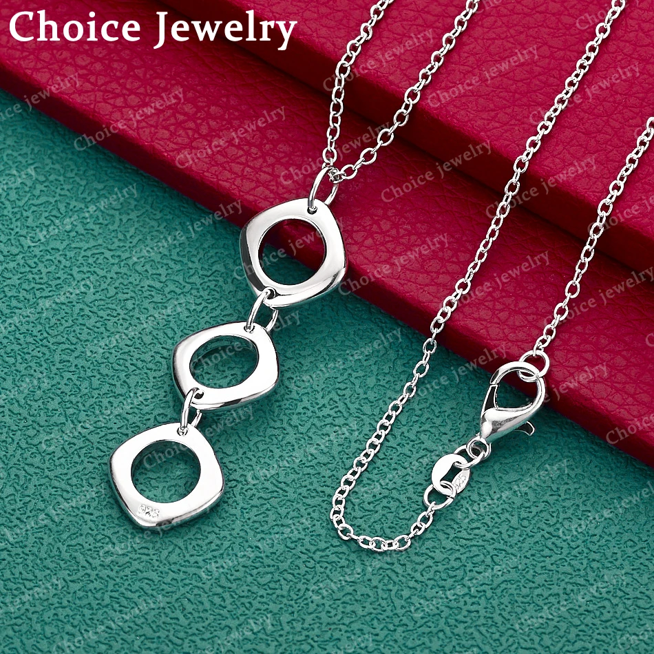 

925 Sterling Silver Three Circle Chain Pendant Necklace For Men and Women Fashion Jewelry Classic Engagement Wedding